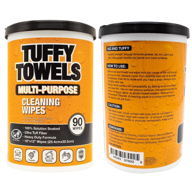 LAUCO Tuffy Scrub Cleaning Wipes – 90 Count (10" x