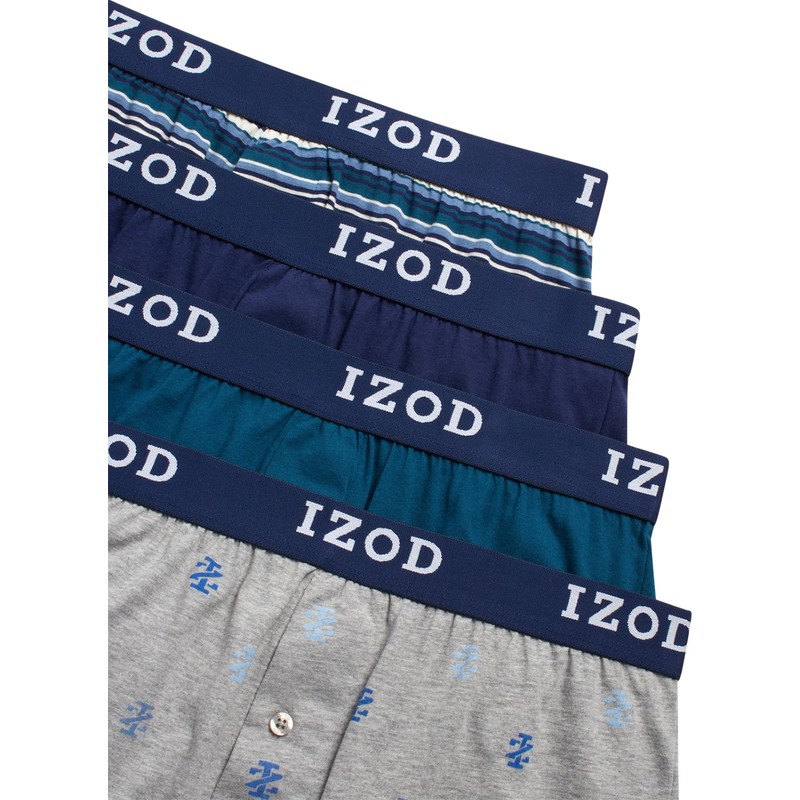 IZOD Mens Boxer Shorts - 4 Pack Performance Knit Cotton