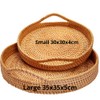 ANKUR Round Rattan- Serving Tray-Decorative Woven Ottoman-Trays with Handles for