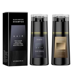 200 ml Nova Hair Instant Dye Shampoo for Gray Hair,Black Hair Dye Shampoo 3 in 1, Suitable for Women & Men (Brown) Haircare Gentle black hair - Color: Blcak+light brown