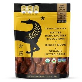 Terra Delyssa Organic Deglet Noor, Dates Softer than Medjool Dates, Sundried Dates, Pitted Dates - 1 Kg - 1 Pack