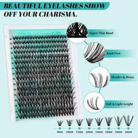 Lash Extension Kit,DIY Individual Lashes Clusters Kit,Lash Bond And Seal,Lash Remover For Eyelashes Extensions,Lash Applicator Tool For False Eyelash Cluster Kit 320Pcs At Home(30D,D-Mix9-16|Kit)