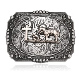 BBOTEN Western Cowboy Belt Buckle for Men, Prayer Horse Cross Religious Belt Buckle, Large Belt Buckle for Boys Hunsband Women