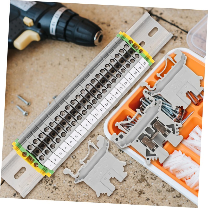 MERRYHAPY Din Rail Connector Terminal Din Block Kit Ground Block