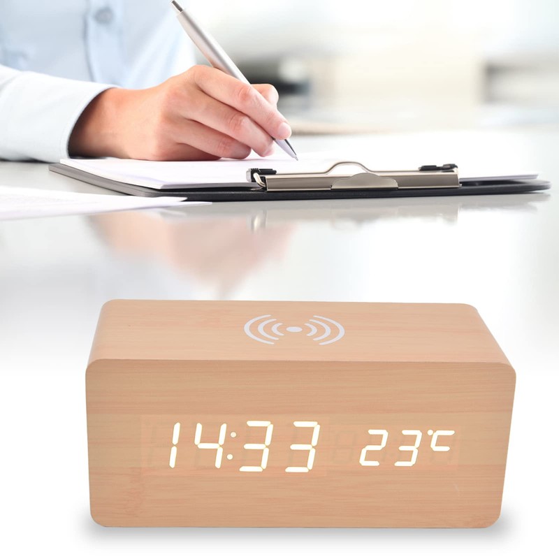 Clock Radios For Bedroom, Digital Alarm Clock with Wireless Charging
