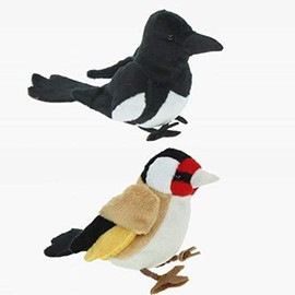 Plush Magpie and Goldfinch Set of 2 Approx. 13 cm Cuddly Toy Bird Plush Toy Garden Bird