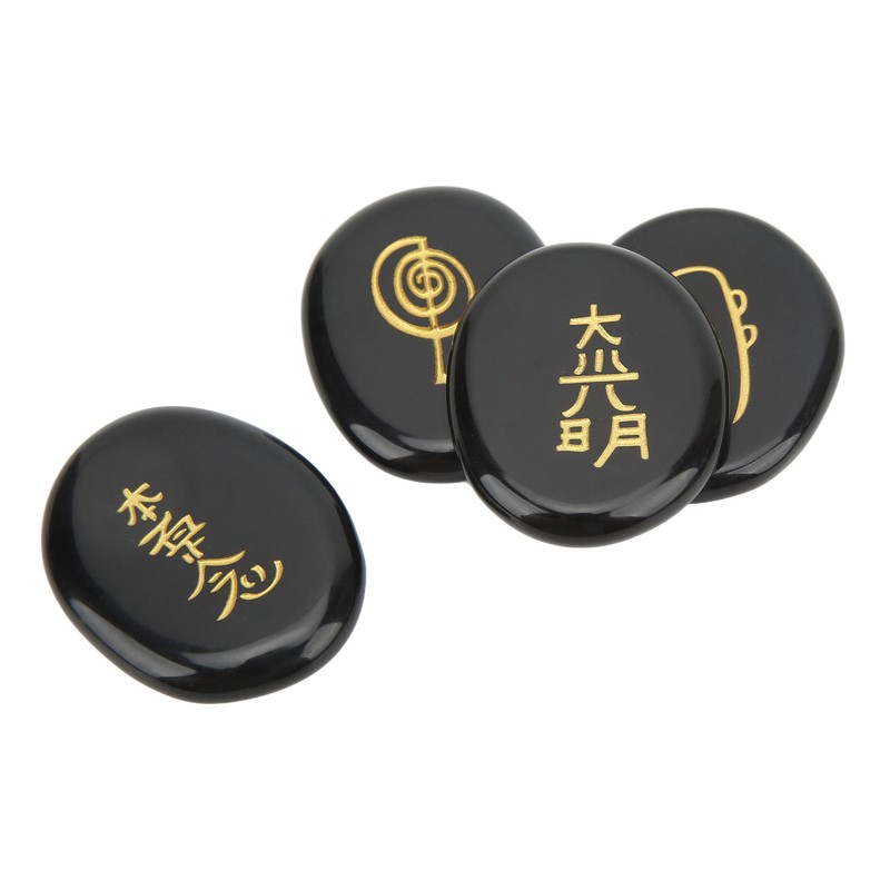 4Pcs Reiki Symbols Stones Smoother Surfaces Engraved Reiki Stones for