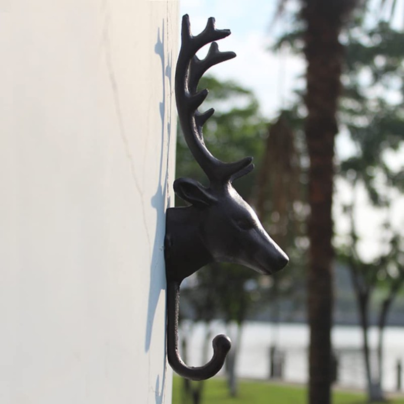 HIGHAWK Wall Hanging Hook Deer Animal Hook Decoration Cast Iron