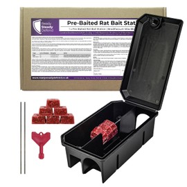 Pre Baited Rat Box - Effective Rat Traps, Ideal Rat Trap and Rat Traps for Indoors Solution, Quick Setup and Ready to Use - Professional Rat Control Indoors & Outdoors (5 x 10g)