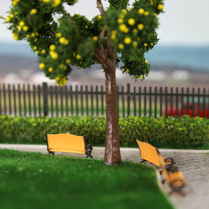 Evemodel ZY35087OB 12pcs Model Train Platform Park Street Seat Bench