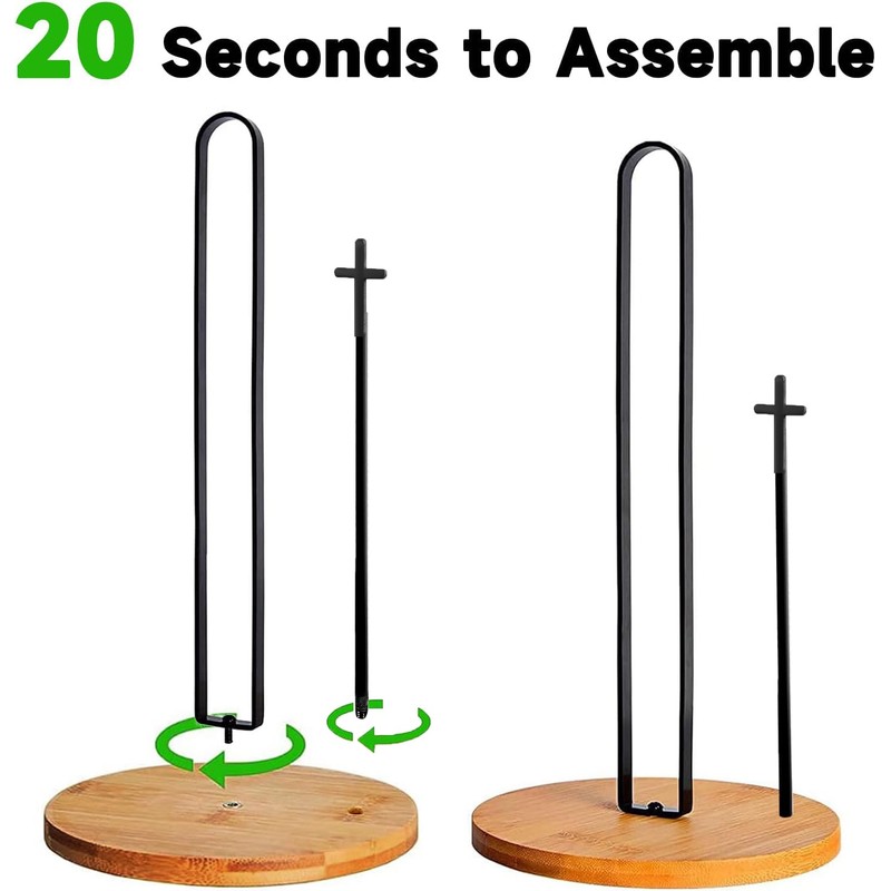 Wood Paper Towel Holder Countertop, TONLEA Kitchen Paper Towel Holder