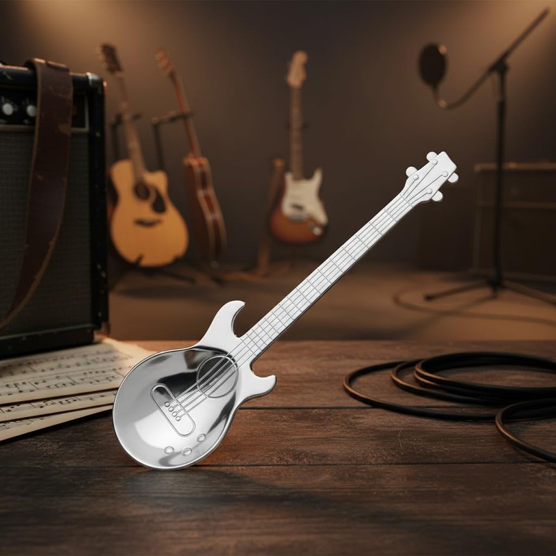 Funny Guitar Shaped Coffee Teaspoons, Musical Dessert Spoons Stirring Mixing