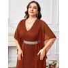 ZOMVA Plus Size Formal Dress V Neck Chiffon Handkerchief Sleeve