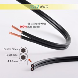 LUCKY TL 12/2 Low Voltage Landscape Wire 200 Feet, 12 Gauge 2 Conductor, Outdoor Waterproof, Direct Buried Landscape Lighting Wire, Pure Copper Making (200FT)