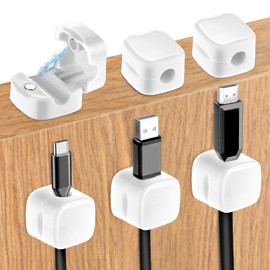 Magnetic Cable Clips Cord Organizer Magnetic Cord Holder Cable Smooth Adjustable Holder Keeper for Desktop,Nightstand,Wall,Home Office,Phone,Car (White)