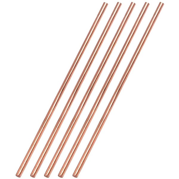 Euogeudel 5PCS Pure Copper Round Rod Length 15.7" Dia 1/8"
