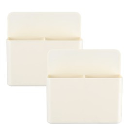 2 Pieces Large Capacity White Strong Magnetic Chalk Holder,Fridge Magnet Holder,Marker Holder,Locker Container Organizer, Letter Holder Fridge,Wall Pen/Remote Control Holder,Whiteboard Pen Holder