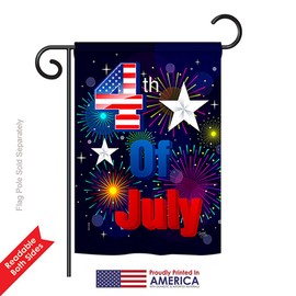 Breeze Decor G161089 Fireworks July 4th Americana Fourth of July Impressions Decorative Vertical Garden Flag 13" x 18.5" Printed In USA Multi-Color