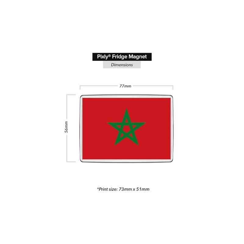 Pixly® Morocco Flag Fridge Magnet Large Jumbo Size Moroccan Keepsake