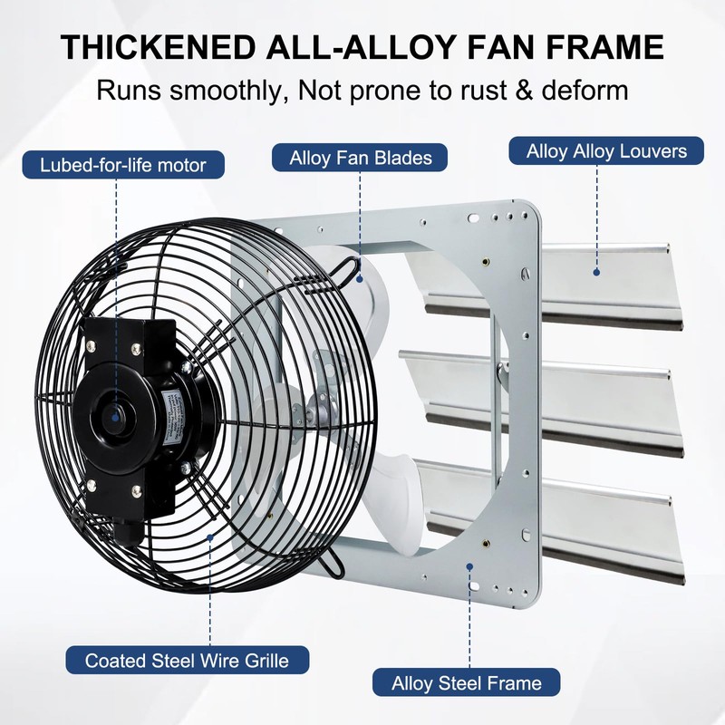 Criditpid 7 Inch Wall Mounted Shutter Exhaust Fan with ON/OFF