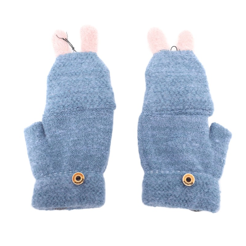 USB Heated Knitted Flap Gloves Half Finger 5V Winter Heating