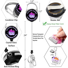 Dumpster on Fire Funny Retractable Badge Reel with Claw Clasp Swivel Alligator Clip Id Card Badge Holders & Keychain for Teacher Nurse Cruise Wallet Office Gifts I'm Fine (Light Purple)