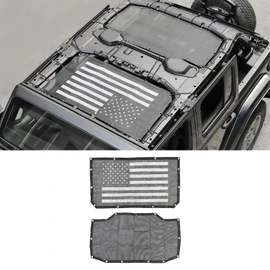RT-TCZ Sun Shade Mesh Bikini Freedom Top Cover Sunshade Provides UV Sun Protection for Jeep Wrangler JL Unlimited 4 Door 2018-2024 Front & Rear,US Flag