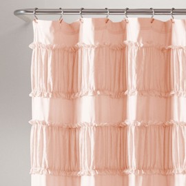 Lush Decor Nova Ruffle Shower Curtain, 72" x 72", Blush