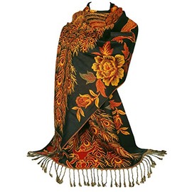GFM® Pashmina Style Scarf in Peacocks Design (DK1909-KL)