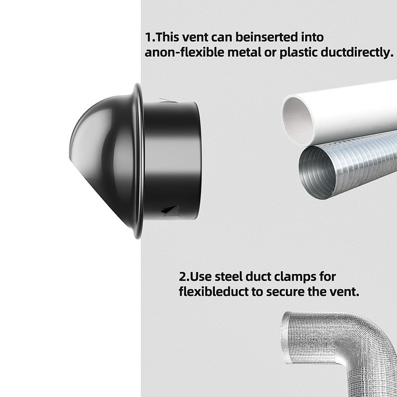 4inch Round Wall Vent Cap, piiyoosnn 304 Stainless Steel Air