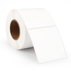 Ktxaby 7 x 7 cm quadratische Thermoetiketten-Aufkleber, weiß, selbstklebende Aufkleber, große Thermodirekt-Etiketten mit Perforationslinie, kompatibel mit den meisten Thermodruckern (500 Blatt/Rolle)