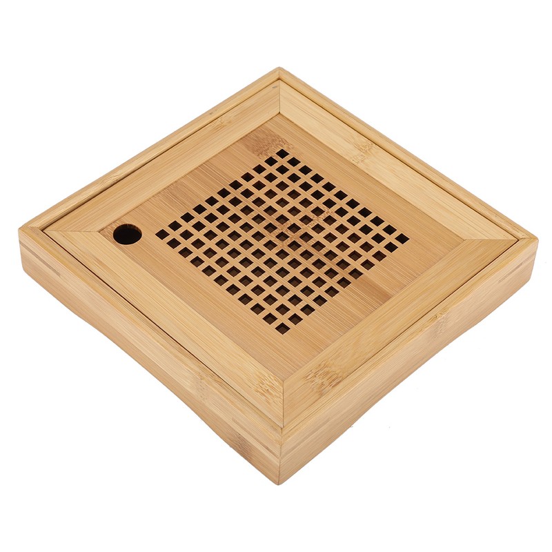 Mini Square Wooden Kongfu Tea Water Storage Serving Tray