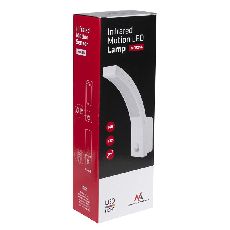 Maclean MCE244 LED Lamp with Infrared Motion Sensor 140° Degree