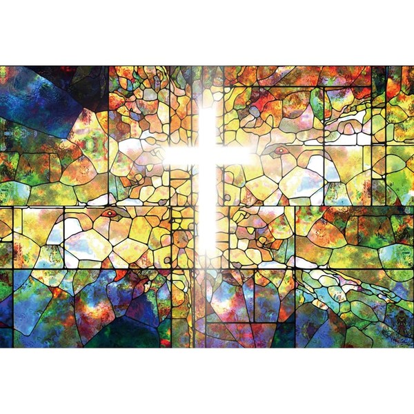 Leyiyi 6x4ft Glowing Cross Backdrop Holy Bible Cross Stained Glass