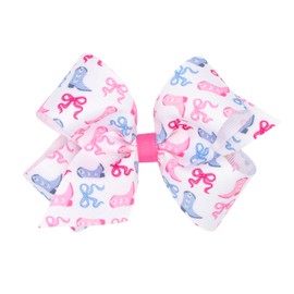 Wee Ones Girls' Western Cowgirl Boots and Bows Printed Grosgrain Hair Bow, Handmade, Bow, Medium