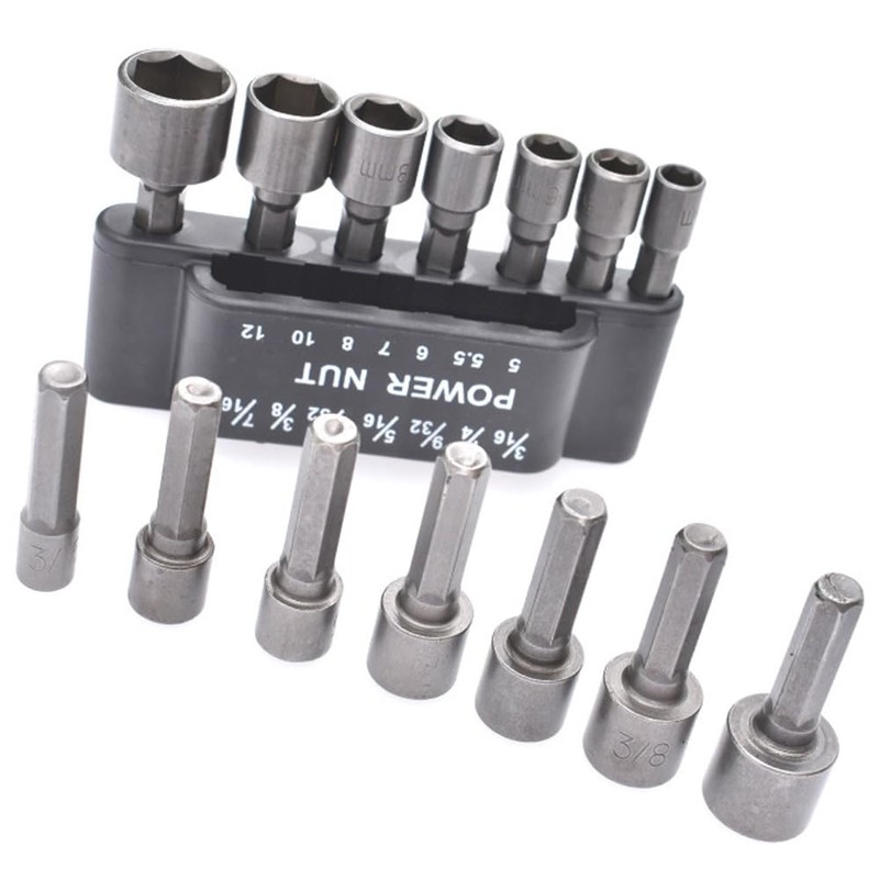 ChgImposs 14pcs/set Power Nuts Driver Drill Bit Tools Set 1/4