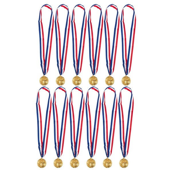Juvale 12 Pack Soccer Medals for Kids, Team Participation Trophies, Party Favors (Metal, Gold)