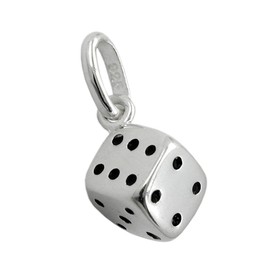 jewellery pendant, dice, cube black, silver 925 G91120