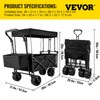 Happbuy Extra Large Collapsible Garden Cart with Removable Canopy, Folding