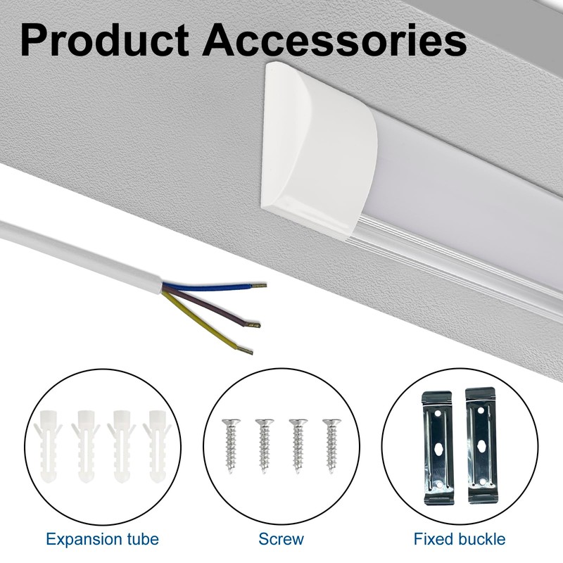 Colmeguna 2 Pack 3FT LED Batten Light, Ultra-Thin Ceiling Surface