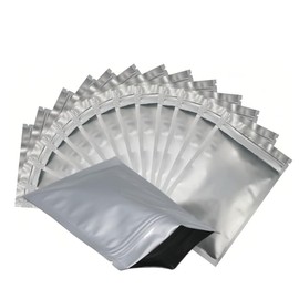 Acrylic Pack of 100 Resealable Aluminium Bags, Zip Bags Holographic Resealable Bags, 10 x 17.5 cm, Sealable Matt with Seal for Food Packaging