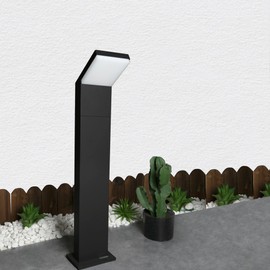 Inowel Outdoor Pathway LED Lights Modern Landscape Driveway Light 120V Hard Wired Bollard Lamp IP65 Waterproof Black Aluminum for Walkway Patio Yard Lawn 10W 750Lm 3000K