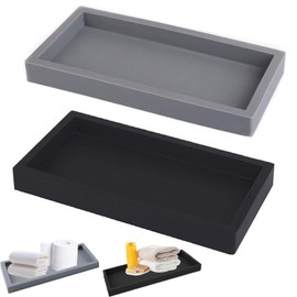 2 Stück Bad Silikon Tablette, Silikon Ablageschale, Silikone Badezimmertablett Tabletts, Schminktisch Tablett, Für Waschtisch, Badewanne, Küchenspüle Und Toilette