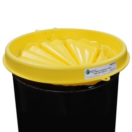 ENPAC Universal Poly Drum Funnel, Yellow, Scalloped Design, Easy Install, Wide Mouth