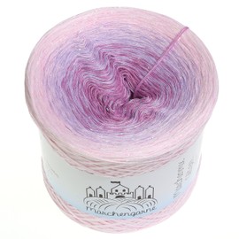 Bobbel Colour Gradient Yarn, Beauty Glitter, Irisé, 4-Ply 3-Ply Fairy Tale Yarn, Knitted Crochet Yarn (Pastel Pink, 300 g - 1140 m - 4 Pieces)