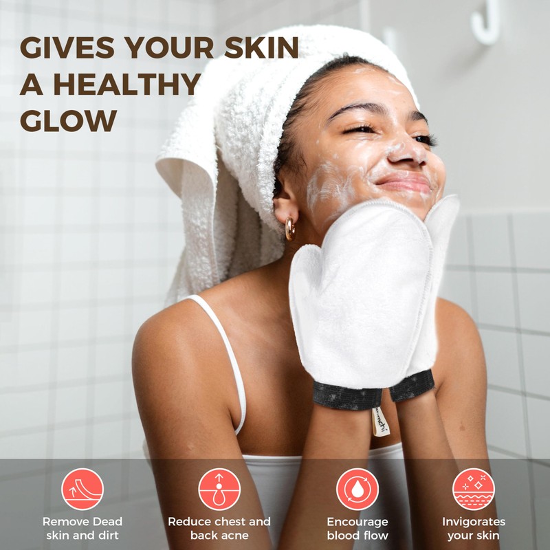 ZOMCHI 2 Pack Deep Exfoliating Glove with Dual Texture, Massage