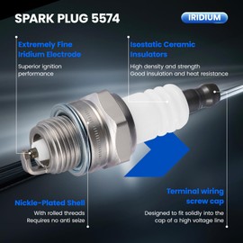 SYKRSS 5574 Spark Plugs 10 Pack - Compatible with Universal engine for garden machines, lawn mowers, trimmers, etc - Nickel - Replaces BPMR8Y Spark Plug