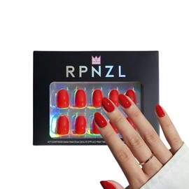 RPNZL Press-On Nails – Salon-Quality Reusable Manicure Set – 32 Nails in 16 Sizes with Glue & Adhesive Tabs – Long-Lasting, Damage-Free Wear (Scarlett)