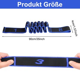 1 Piece Yoga Stretch Strap, Multi-Loops Adjustable Exercise Band, Highly Elastic Yoga Stretching Band, Effective Stretch Fitness Bands for Fitness, Yoga, Dance Training, Gymnastics (Blue)