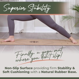 Y O Gayo Premium Cork All-in-One Yoga Essentials Kit -Large Cork Yoga Mat 5mm and Blocks Set with Carry Strap and Alignment lines, 10ft Stretch Strap, Your Ultimate Yoga Starter Set